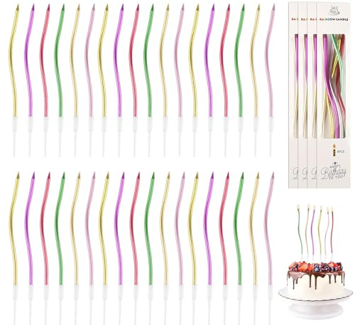 Zwenjuan Candeline Compleanno,36 Pezzi Candele a Spirale di Compleanno, Candeline Compleanno Cupcake Candele,Candele Lunghe Torta,Candeline Decorazioni per Bambini e Adulti,Baby Shower