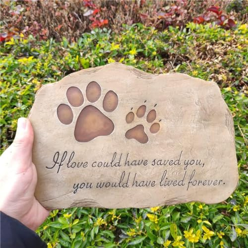 Haustier Gedenkstein im Freien Haustier Grab Marker für Hund graviert Haustier Pfote druckt Gedenkgrabstein für Katze Gedenkstein Geschenk für Verlust Haustier Hund Gedenktafel im Freien