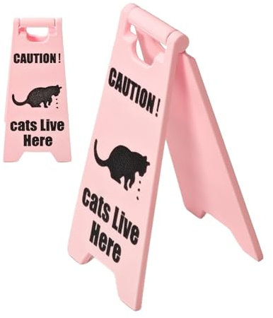 Señal de advertencia para gatos, letrero de vómitos | Divertida señal de advertencia de gato impresa en 3 D | Novedad Gag Exquisita señal de advertencia, cartel de gato de patio para uso doméstico