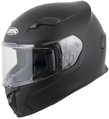 MTR S-6 Evo Integralhelm, Motorradhelm ECE 22.06 Zertifiziert - Maximale Verkehrssicherheit, Robuster & Leiser Motorrad Helm, Kinn & Kopf Belüftung, Ratschenverschluss, Klares Visier, Schwarz, XS-XXL