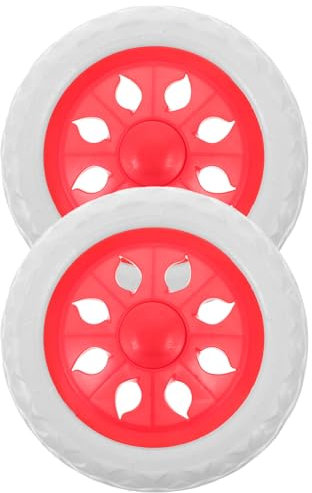 OFFSCH Paire de Roues de Chariot Universelles en Eva pour Remplacement, Accessoire Portable Secours pour Chariot de Courses, Roues Robustes en Caoutchouc Rouge
