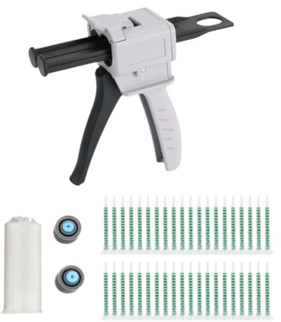 LNGJIN ABEpoxidKlebepistole, epoxid klebepistole,Epoxid Pistole, 50ml ab epoxid klebepistole,50 ml AB Epoxid Klebepistole Griff Klebstoff Gemischt, mit 50 Stück 83mm Mischspritze (50ml-1:1) (1:1)