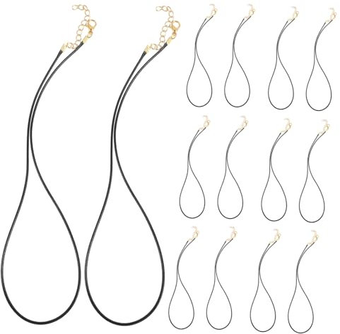 Veemoon 50pcs Charms Pendant Black Braided Twine Necklace Chains for Jewelry Making Cord Swift Clasp Jewelry Wire Necklace Supplies Necklace Making Supplies Metal