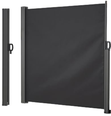 RELAX4LIFE Store Latétal Extérieur 1,8M | Auvent Lateral Retractable Exterieur | Brise Vue Retractable | Polyester Anti-UV | Protection Solaire | Paravent pour Balcon Terrasse (1,8M,Noir)