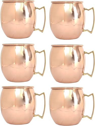 Seven Chakra Tree Tasse en cuivre pur Moscow Mule – 250 ml (8 oz) Tasse ayurvédique avec poignée en laiton pour une hydratation saine et un service de cocktail (6)