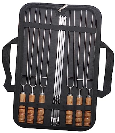 TOYANDONA 10pezzi Spiedo Con Manico in Legno e Bastoncini in Inossidabile Per Barbecue Con Design Curato Per Infilzare Carne e Verdure Pratico e Riutilizzabile