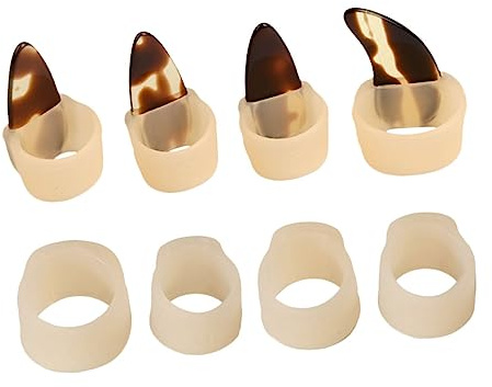 Guzheng Nagelschutzhüllen aus Silikon, Beige, 8 Stück | Atmungsaktiv und Wiederverwendbar, als Übungszubehör für Saiteninstrumente, Passende Größe für Alltag