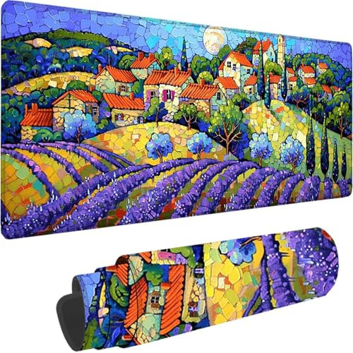 Tapis de Souris Gaming Violet, Grand Tapis de Souris XXL 1500x800x3 mm, Paysage Mouse Pad pour Clavier et Bureau, avec Bords Surpiqués et Dos Antidérapant Mousepad for Gamer Bureau Decor, Cadeau 0-F