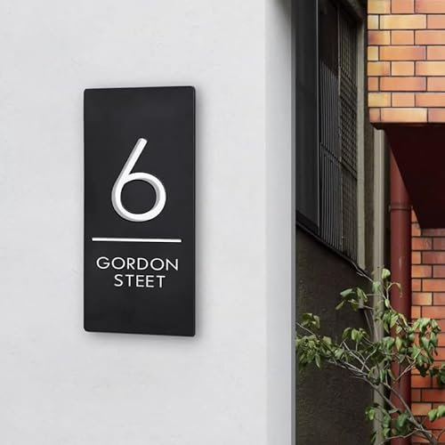 Números De Casa Personalizados De Acrílico For Exteriores, Placa Con Número De Puerta Moderna Con Tallado En 3D, Letrero Personalizado Con Dirección Y Número For El Hogar, Jardín U Hotel(12x30cm)