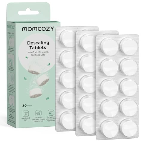 Momcozy avkalkningsstav för babyprodukter som bröstpump, flaskvärmare, flasktvätt, sterilisator för babyflaskor etc. Avkalkningsmedel för borttagning av mjölk och kalkavlagringar, 30 flikar