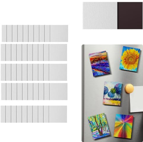 Dytabepl Mini Leinwand, Magnetische Baumwoll Leinwände zum Bemalen, Whiteboard für Acryl, Öl, Aquarell, Memotafel, Leere Magnettafel Leinwände zum Malen, Kunst & Handwerk, Strukturpaste DIY