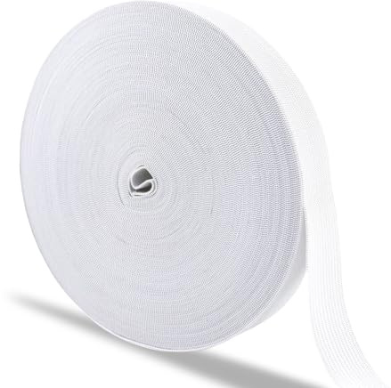 PIWOSGOL Goma Elastica Costura 20m x 20mm, Blanco Cinta Elastica Costura, Manualidades Costura Diy, Cuerda Plana Trenzada, Elástico para Pantalones Ropa