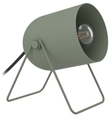 EGLO Tischlampe Tilston, Nachttischlampe mit schwenkbarem Spot, Zimmer Deko | kleine Tischleuchte aus Stahl in Grün, E14 Fassung, L 12,5 cm