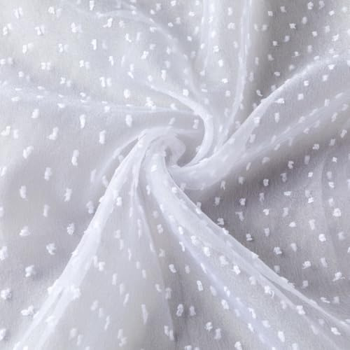 Vayliro Organza Stoff Meterware mit Punkten 1,5m x 1m Tüll Stoff Polka Dot Netzstoff Tüll Dekostoff Nähstoff für DIY Basteln Blumenstrauß Verpackung Geschenke Dekoration Hochzeit Schleifen,Weiß