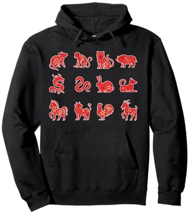 Signes d'animaux Floraux du Zodiaque Chinois Nouvel an Chinois Sweat à Capuche