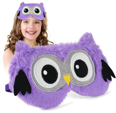 ACWOO Sömnögonmask, uggla rolig djurögonmask för sömn, mjuk fluffig plyschuggla sovande ögonmask, nattlur ögonskuggskydd, rolig ögonblinder som present till barn, män, kvinnor, sovande, resor