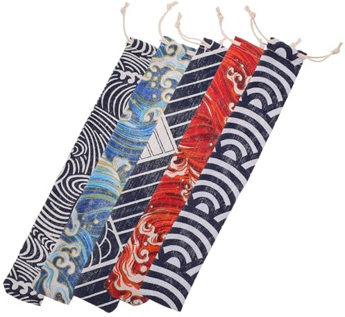 PLAFOPE Ensemble de Pochettes à Cordon pour Couverts de Camping en Tissu Portable Plusieurs Compartiments