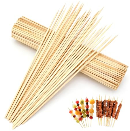 Lot de 100 Pic a Brochette en Bois 20 CM,Pique Brochette Aperitif,HMCEY Brochettes Grillade,Bâtonnets Barbe à Papa,Batonnets Bois,Pics Alimentaire pour Barbecue, Buffets, Fruits, Cocktail, Fêtes