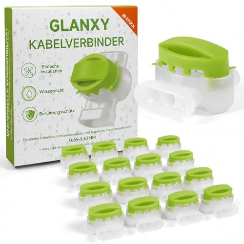 Kabelverbinder für Mähroboter Begrenzungskabel – 20 Stück GLANXY wasserdicht mit Gel Anschlussklemmen Verbindungsklemmen kompatibel mit Husqvarna Worx Automower Gardena Rasenroboter im Garten, Grün