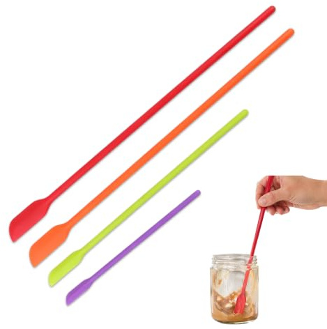 4PCS Colorful Mini Silicone Spatula Set Reusable Tiny Spoon Jar Scraper