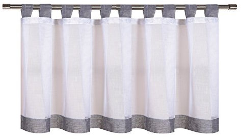 Scheibengardine NALA grau B/H: 150 x 50cm transparente Kurzgardine mit Schlaufen