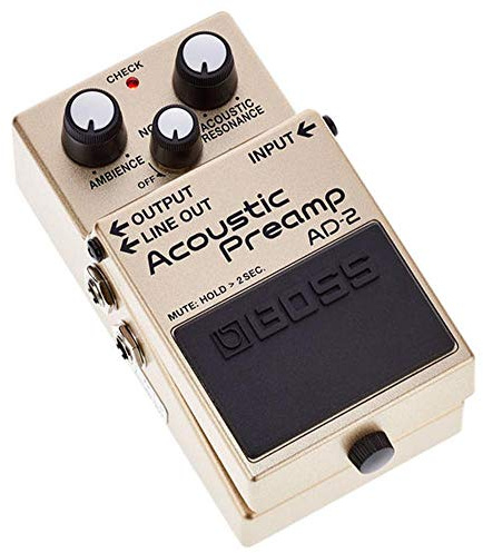 BOSS AD-2 Acoustic Preamp Gitarrenpedal, Elektroakustischer Gitarrenvorverstärker mit modernem BOSS Sound-Processing