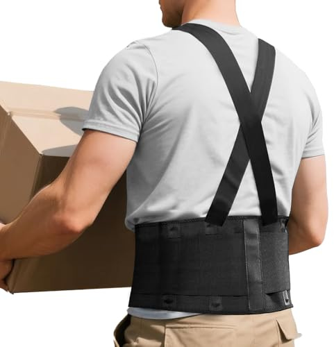 FITTOO Working Lumbar Lower Back Brace Support Belt with Adjustable Straps - Back Pain Relief, Injury Recovery, Heavy Lifting Support, Back Brace with Suspenders