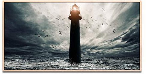 Unwetter ca. 130x70cm Wandbild inklusive Schattenfugenrahmen naturfarbend - Panorama Leinwand Bild XXL Format Wandbilder Wohnzimmer Wohnung Deko Kunstdrucke