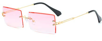 YOJUED Vintage Randlose Sonnenbrille für Damen und Herren Mode Retro Rechteck Brille UV400 Schutz