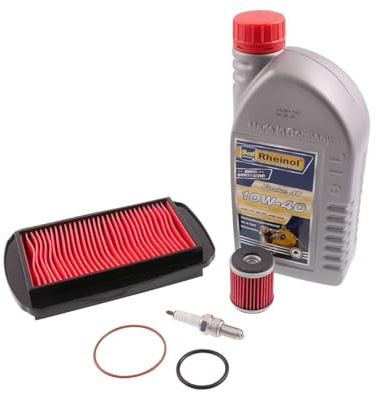 2EXTREME Ölwechsel Service Kit kompatibel mit Yamaha WR 125 DE071 DE072 | Enthält CR8E Langgewinde Zündkerze, HIFLOFILTRO HF 141 Ölfilter, Luftfilter, 1 Liter Rheinol 4T 10W40 Fouke Motoröl, O-Ringe