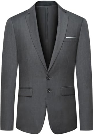 Allthemen Chaqueta de Traje para Hombre Slim Fit Blazer Formal Negocios 2 Botones para Boda Ocio Gris Oscuro XL