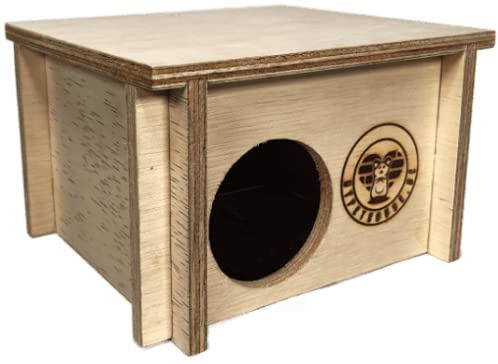 mypethouse Hamster Haus (M) – Natürliches Holzhaus für Hamster und andere mittelgroße Nager – Rückzugsort und Schlafplatz