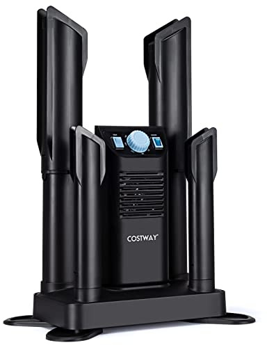 COSTWAY Boot Dryer, Shoe Dryers with 180 Mins Timer & Heating Blower, Ozone Disinfection, Extendable Design, Electric Shoe and Boot Warmer for Work Boots, Ski, Glove, Hats, Black