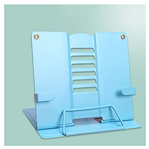 Leseständer Schreibtisch-Buchständer, Metalllesehalter, einstellbarer tragbarer robuster Kochbuch-Dokumenten-Inhaber für Rezepte Lehrbücher Tablet, bunt Bücherregal (Color : Blue)