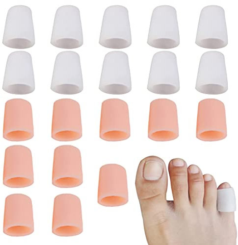 20 Stück Zehenkappen Schutz, Silikon Kleiner Zehenschutz Zehenschoner Zehenpolster Reibung Reduzieren(Hautfarbe, Weiß)