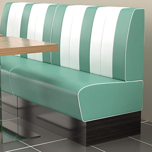 GGMMÖBEL American 2 | Dinerbank | B:H 120 x 103 cm | Gestreift | Türkis | Leder | American Diner Möbel, American Dinerbank