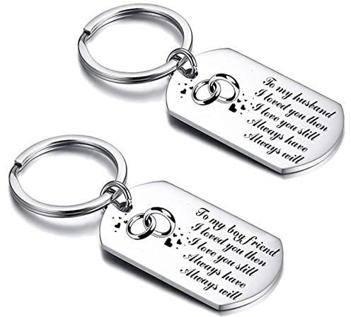Wycian Schlüsselanhänger Frau Auto, Ich Liebe Dich Schlüsselanhänger Gravierte Erkennungsmarke An Meine Freundin Freund Ich Liebe Dich für Frauen Männer
