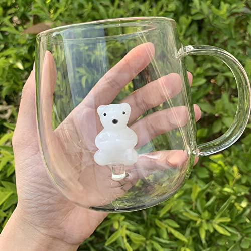Scizorito 3D Coffee Mug, Crystal Glass Animal Plant Inner Wish Cup as A Gift-Party Office Morning Mugs for Milk Chocolate Cappuccino, Suitable for Home Office Decoration (Polar Bear Cup)