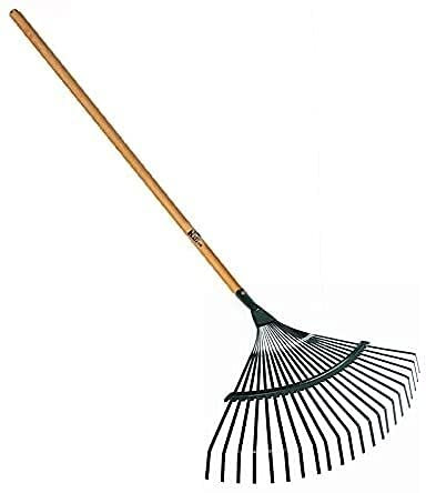 Laubrechen, Gartenrechen, Leichter Rechen, 22 Zinken Poly-Strauchrechen mit Massivholzgriff, Tragbarer Schnellreinigungs-Laubrechen
