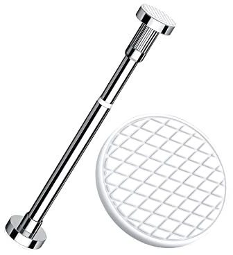 LOMDEM No Drilling Modern Telescopic Shower Curtain Pole Shower Curtain Rail, Short Stainless Steel Tension Rod Outdoor Tension Rods For Patio,Silver-150~220CM
