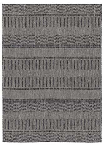 In- & Outdoor Teppich Boho Grau 200 x 280 cm – Kurzflorteppich, wetterfest & rutschfest – UV-beständig & pflegeleicht für Balkon, Terrasse & Küche