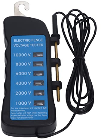 Pissente Testeur de Tension de Clôture électrique, Outil Portable étanche 1000 10000 V avec 6 Lumières pour Test de Tension Agricole