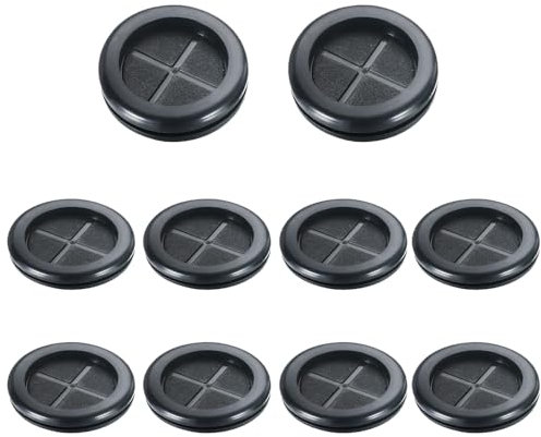 Leliafleury Closed Rubber Grommet 10 Pcs 50mm Double Sided Hole Plugs Round Rubber Grommet for Protecting Wires Plugs Cables, Black