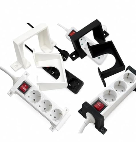 Universal Halterung passend/kompatibel für Steckdosenleiste, Mehrfachsteckdose, Mehrfachsteckdosenleiste,Steckdosenhalterung,Halter,Wandmontage,Deckenmontage,Schreibtisch,Büro, 3DMB, DIY, Schwarz