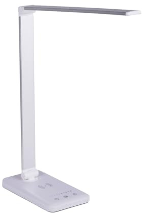 Lámpara LED de Escritorio con Cargador Inalámbrico y USB, 5 Modos de color y 10 Niveles de Brillo, Protección Ocular, Control Táctil, Temporizador - Flexo LED Escritorio para Leer, Estudiar | Greenice