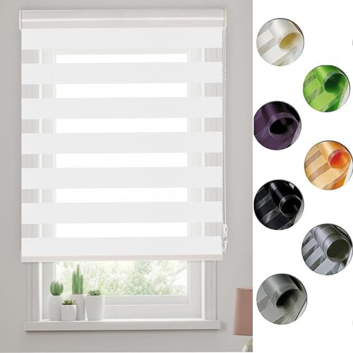 Dachfenster Rollo Verdunkelungsrollo, 35 x 240 cm innen lichtdurchlässig & verdunkelnd, Seitenzugrollo Sonnenschutz Rollo inkl. Montagematerial, für Fenster und Tür, Weiß