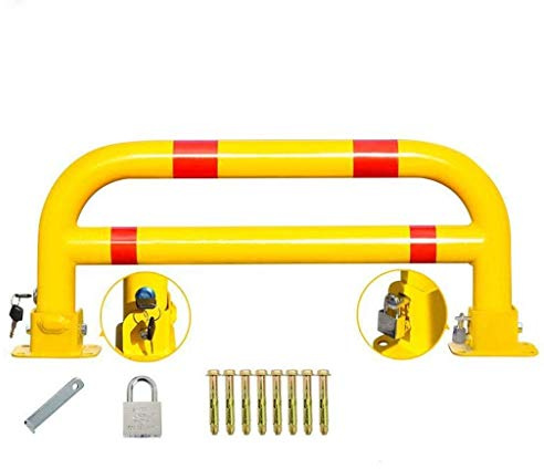 Barreras de estacionamiento de acero pesado – Cerradura de estacionamiento plegable y segura para dos carriles Bolardo de garaje – Barras paralelas Palanca plegable – Barra de estacionamiento sin