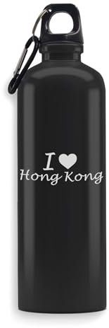 I Love Hong Kong City Reise-Wasserflasche mit Gravur, Kunst, Sport, auslaufsicher, große Kapazität