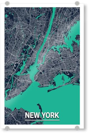 artboxONE Acrylglasbild 90x60 cm Städte/New York City New York Map - Bild New York New York New York City