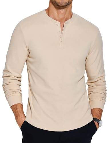 COOFANDY Mens Long Sleeve Henley Shirts Grandad T-Shirts Casual Tops for Men Button Shirt